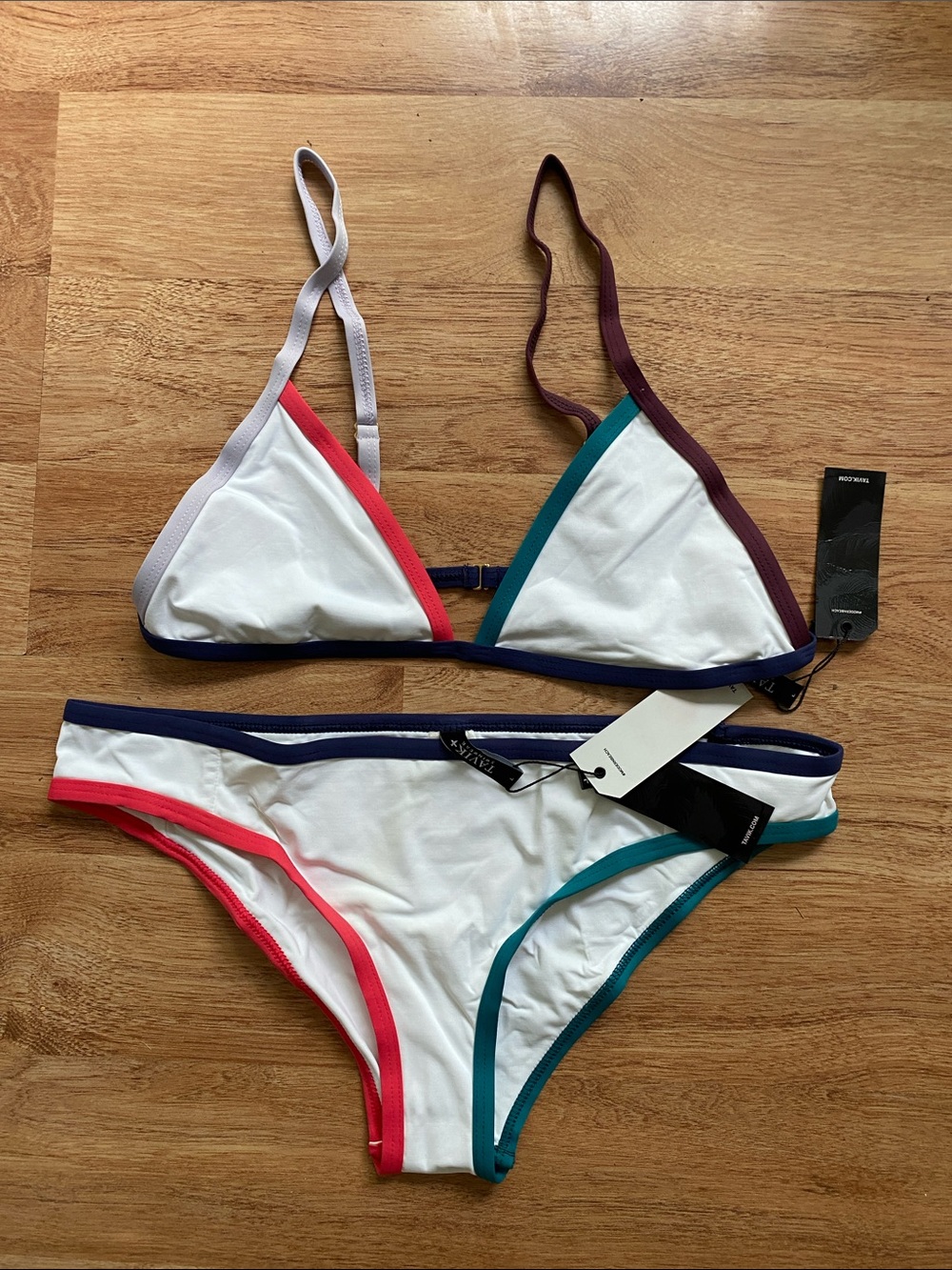 Tavik Color Blocked  Triangle Bikini  NWT
